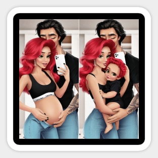 a happy family. Find differences Sticker